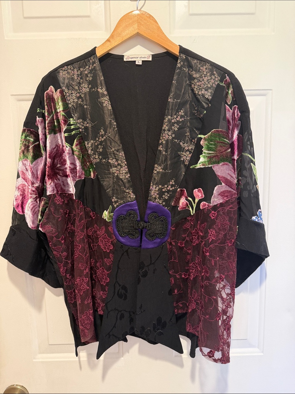 Vintage Spencer Alexis Mixed Media Patchwork Kimono Style Jacket